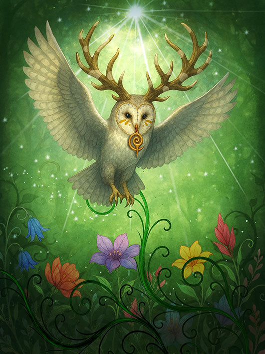 Hornuggla — konstprint