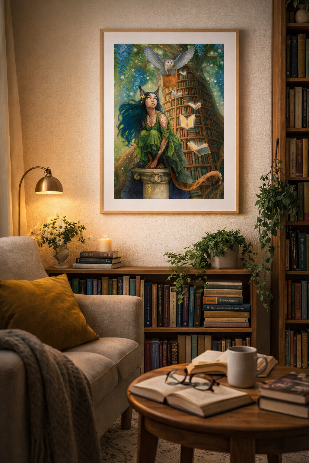 Bokgudinnan – Fine Art Print | Månsystrarnas återkomst