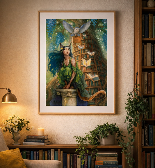 Bokgudinnan – Fine Art Print | Månsystrarnas återkomst