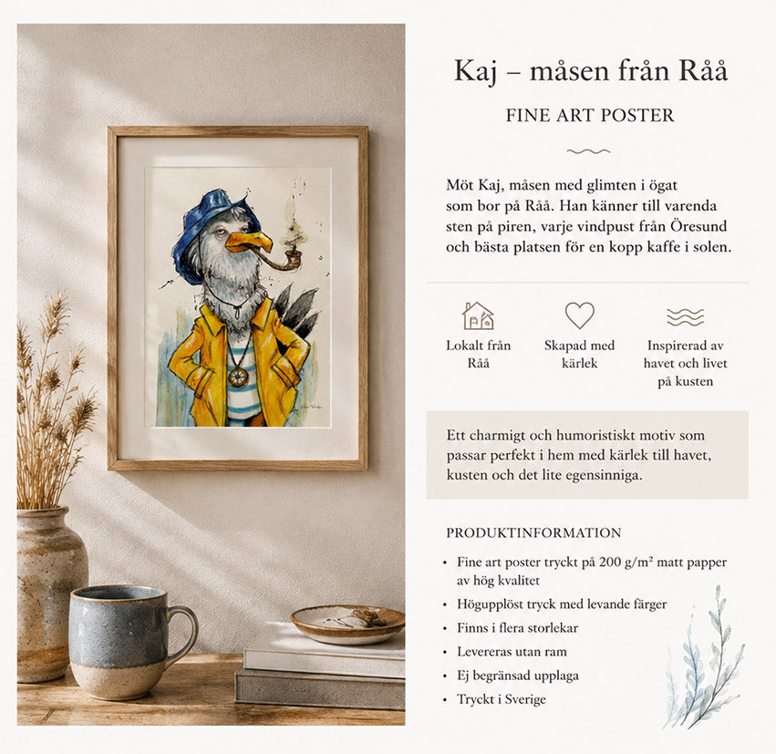 Måsen Kaj Fine Art Print – RÅÅ