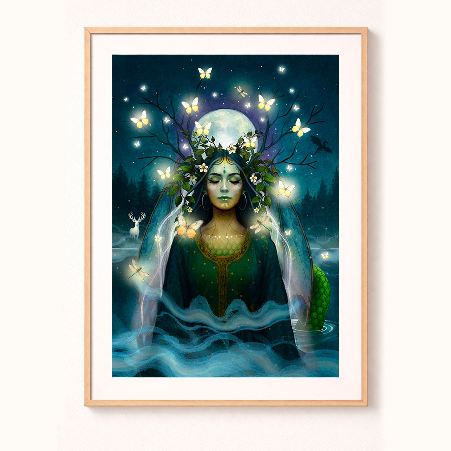 Drakgudinnan – Fine Art Print med handmålade gulddetaljer, Studio Vintrafors