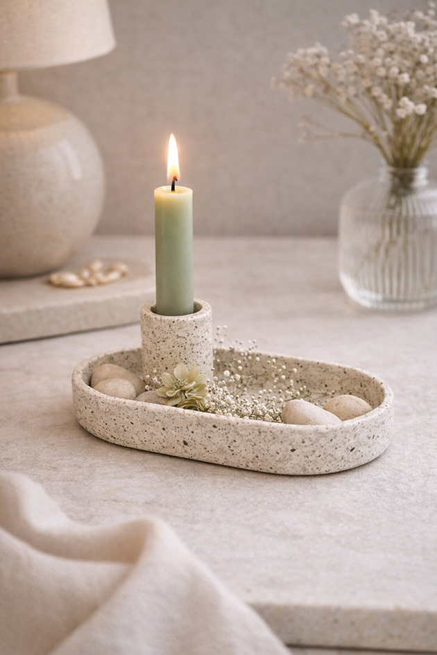 Månbädd - ljusstake i sand