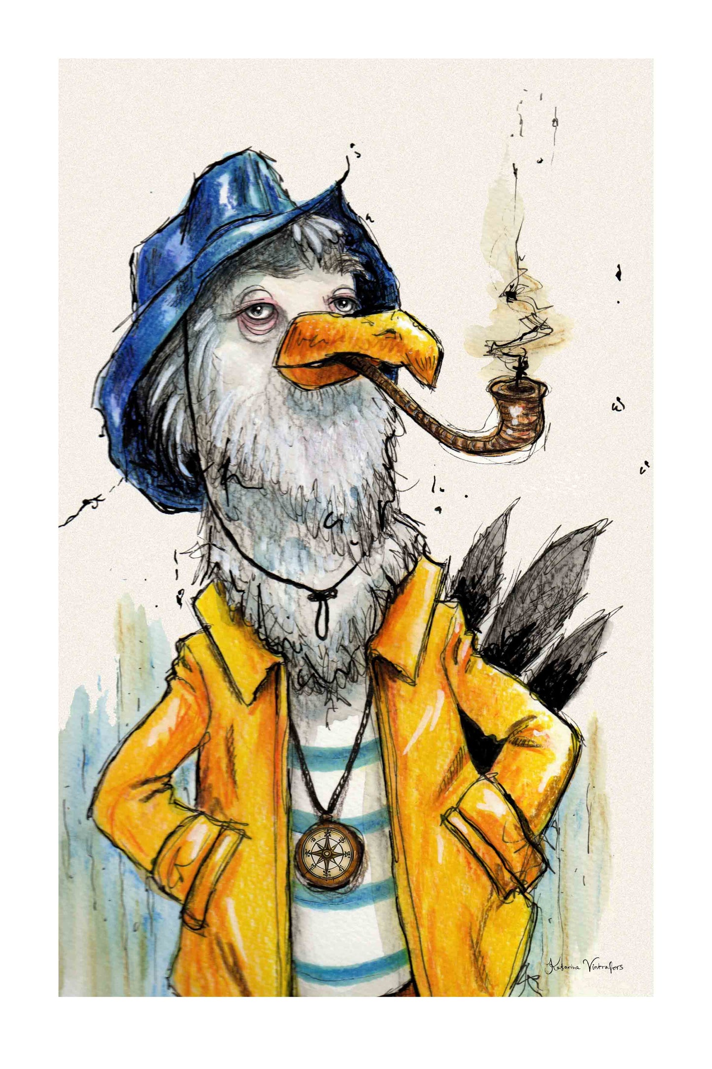 Måsen Kaj Fine Art Print – RÅÅ