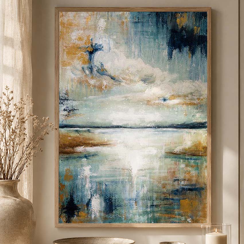 ORIGINALKONSTVERK med ram: Gulddis 30x40 cm