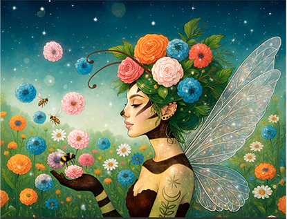 Blomgudinnan — konstprint